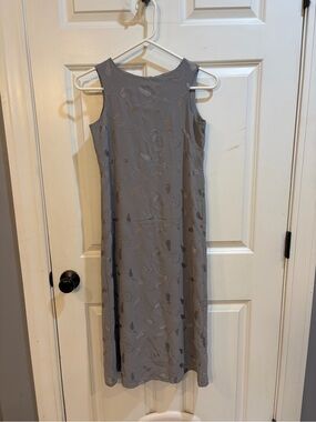 Vintage Talbots Kids Sleeveless Embroidered Midi Dress in Gray